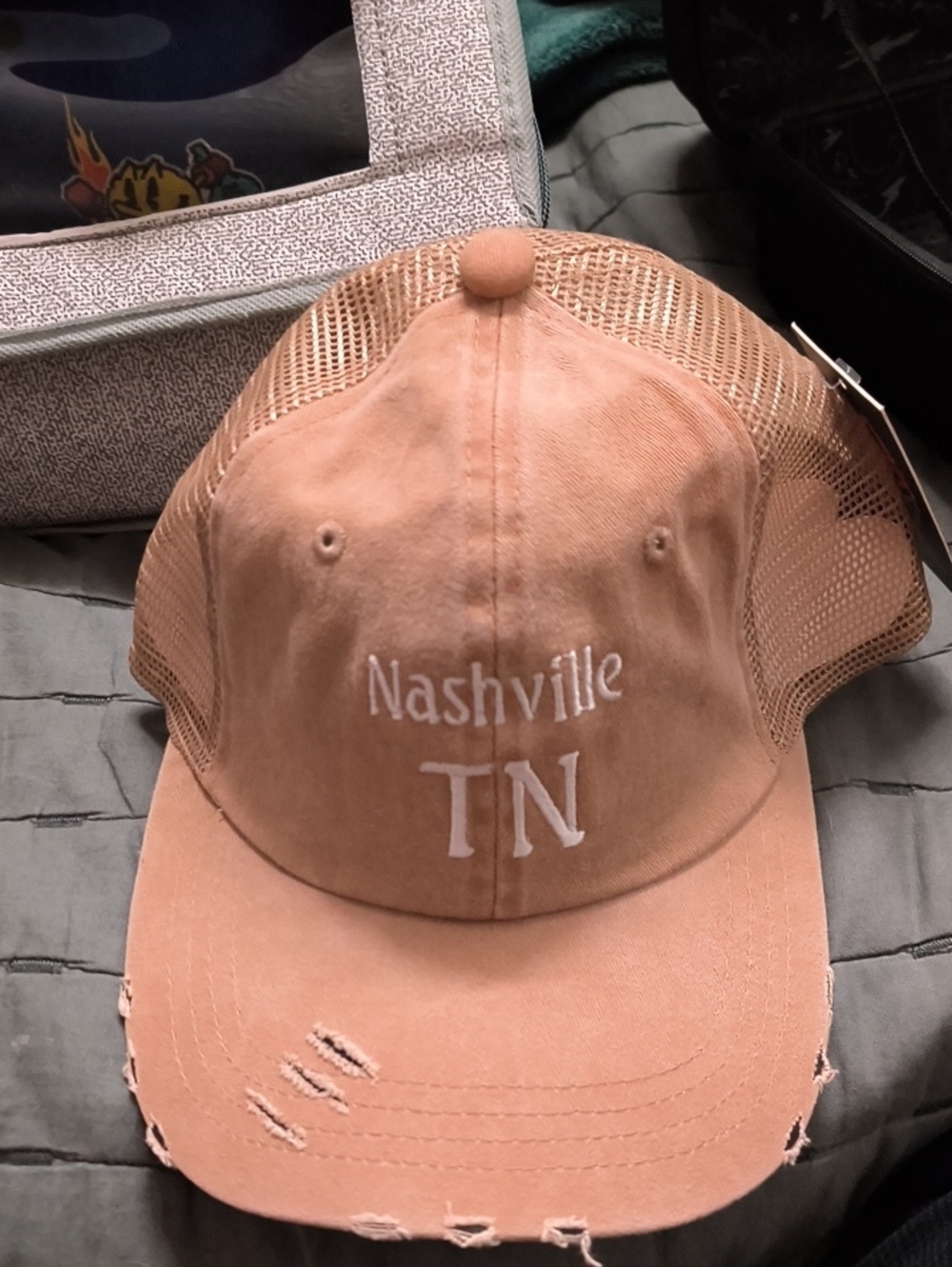 Nashville TN  Distressed Mesh Cap - Tan